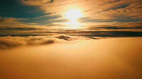 Flying in the clouds, beautiful sunset Stock Footage 106948907