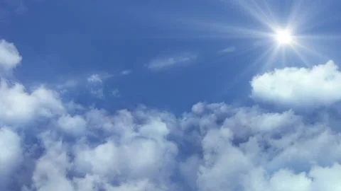 Flying in the clouds, camera movement through the clouds, video loop Video stock 99915977