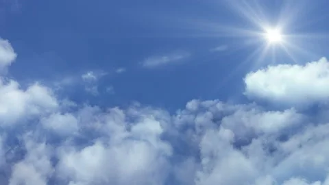 Flying in the clouds, camera movement through the clouds, video loop Video stock 99916858