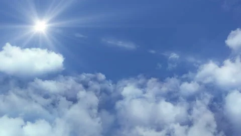 Flying in the clouds, camera movement through the clouds, video loop Video stock 99917768