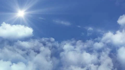 Flying in the clouds, camera movement through the clouds, video loop Video stock 99919355