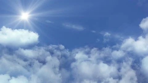 Flying in the clouds, camera movement through the clouds, video loop Video stock 99920372