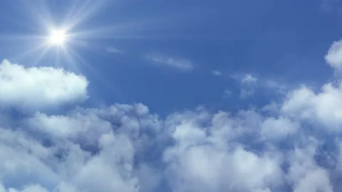 Flying in the clouds, camera movement through the clouds, video loop Video stock 99921702