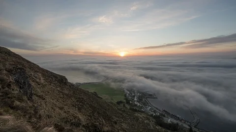 Flying clouds over Alnes Stock Footage 87805235