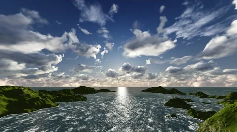 Flying clouds over sea Stock Footage 48438668