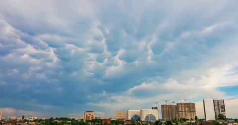 Flying clouds  over the town landscape Stock Footage 138445043