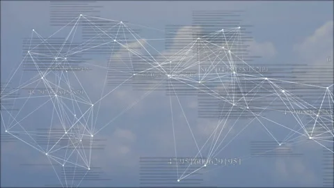 Flying clouds in the sky and plexus. HUD 库存影片 94018647