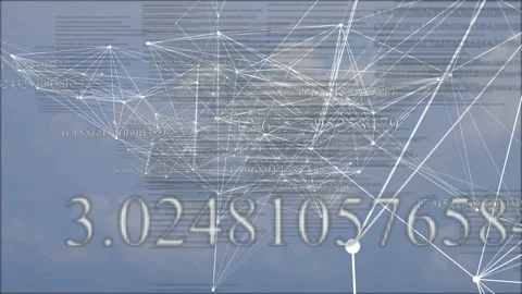 Flying clouds in the sky and plexus. HUD Stock Footage 94019082