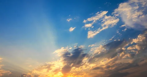 Flying clouds at sunset bizarre forms Stock Footage 117271207