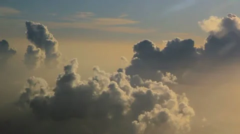 Flying into the clouds in sunset Stock Footage 8945100