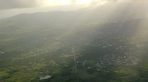 Flying into the clouds in sunset Video stock 8945261