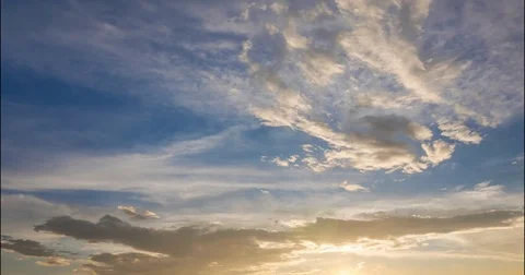 Flying clouds at sunset Stock-Footage 80018735