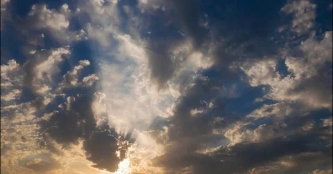 Flying clouds at sunset Stock Footage 80018943