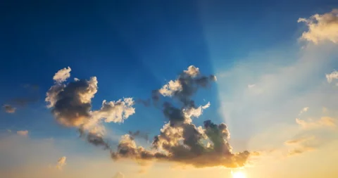 Flying clouds at sunset Stock Footage 108854723