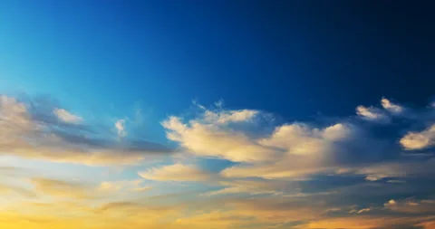 Flying clouds at sunset Stock Footage 122456569