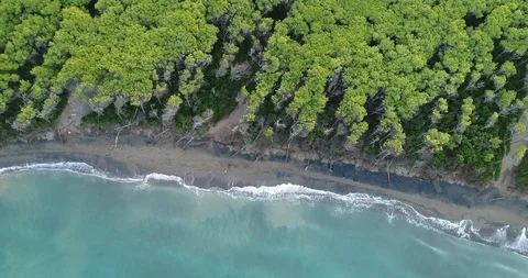 Flying from the coast to the mainland Stock Footage 94404442