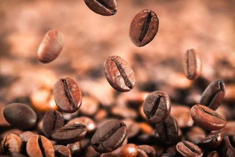 Flying coffee beans Stock Photos