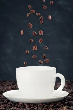 Flying coffee beans Stock Photos