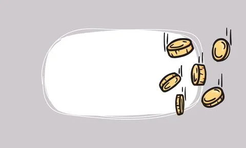 Flying coin icon. Simple vector background Stock Illustration