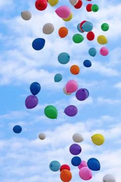 Flying color balloons Stock Photos
