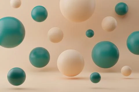 Flying color bubbles on beige background Illustration