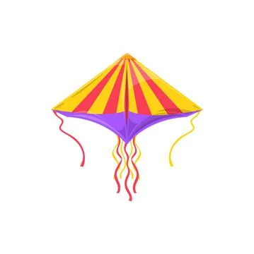 Flying color kite with strings isolated kids toy Stock Illustration