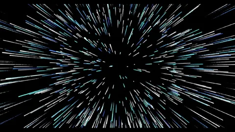 Flying colored particles with long tracks on a black background 3 Stock Footage 303339403