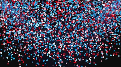 Flying colored particles in the rays of light, computer generated. 3d render of イラスト素材