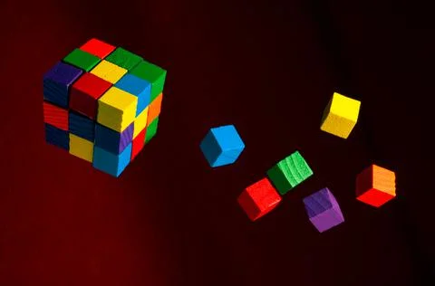 Flying colorful cubes Stock Photos
