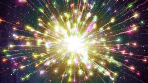 Flying colorful firework with trails Stock Footage 66353809