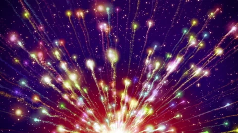 Flying colorful firework with trails Video stock 66353831
