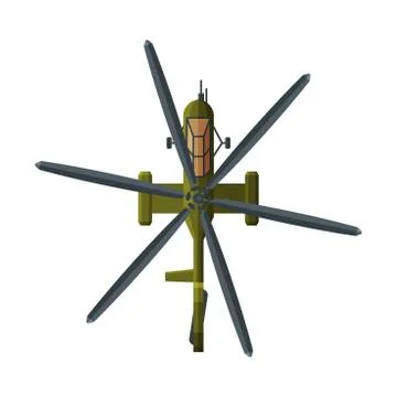 Flying Combat Helicopter, View from Above, Military Air Transport Vector Illustrazione stock