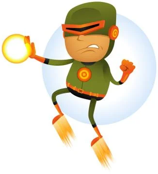 Flying comic superhero Illustrazione stock