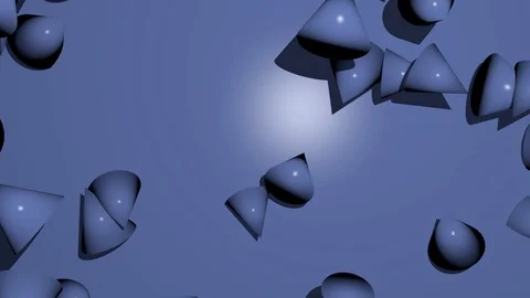 Flying cones, multicolored geometric bodies, color changing effect, 3d render Stock Footage 116722729