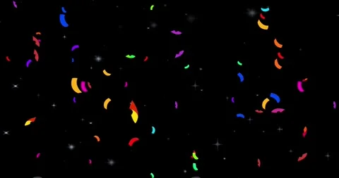 Flying Confetti and Star Particles, Celebration Background Animation Stock Footage 342153252