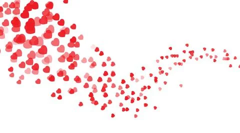 Flying confetti tracks on the white background. Design elements from heart Stock-Illustration