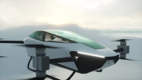 Flying copter car, drone with people. future concept. 库存影片 304674472