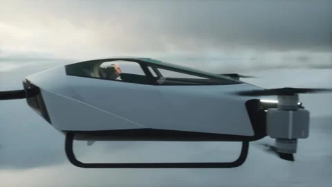 Flying copter car, drone with people. future concept. Stock Footage 304674513