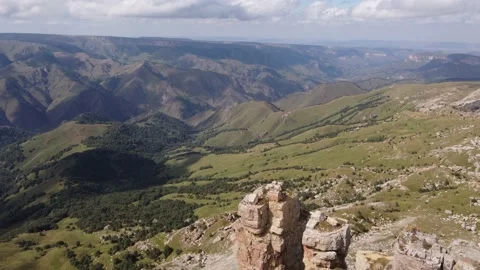 Flying on a copter in the mountains. Canyon Stock Footage 221627562