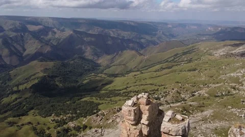 Flying on a copter in the mountains. Canyon Stock Footage 221627609