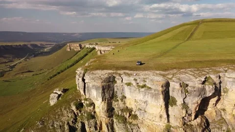 Flying on a copter in the mountains. Canyon Stock Footage 221628008