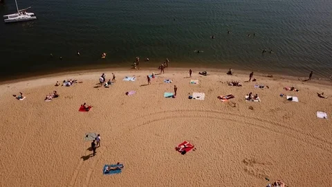 Flying with a copter over the beach Stock Footage 93449094