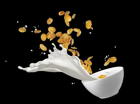 Flying corn flakes Stock Photos