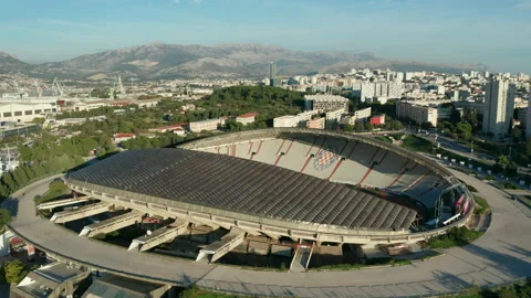 Flying counter clockwise around Stadion Poljud in Split Croatia Stock Footage 142248350
