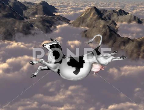 Flying cow Stock Illustration
