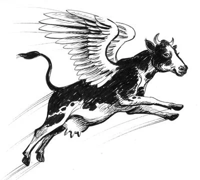 Flying cow Stock Illustration