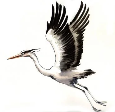 Flying crane Stock-Illustration