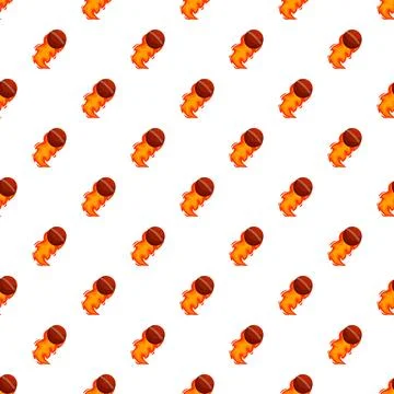 Flying cricket ball seamless pattern with flames Illustrazione stock