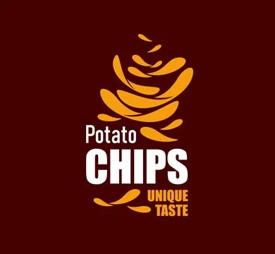 Flying crispy potato chips icon fried salted snack 库存插图