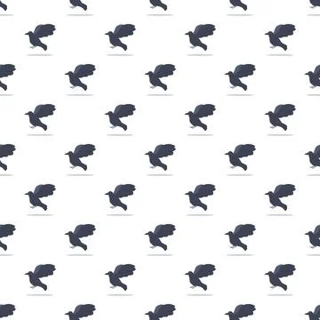 Flying crow bird seamless repeating flat pattern design Stock Illustration